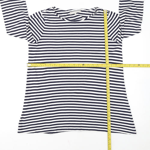 Fenn Wright Manson Women Navy White Stripe Tunic L Cotton Top