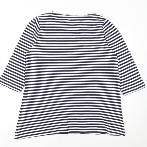 Fenn Wright Manson Women Navy White Stripe Tunic L Cotton Top