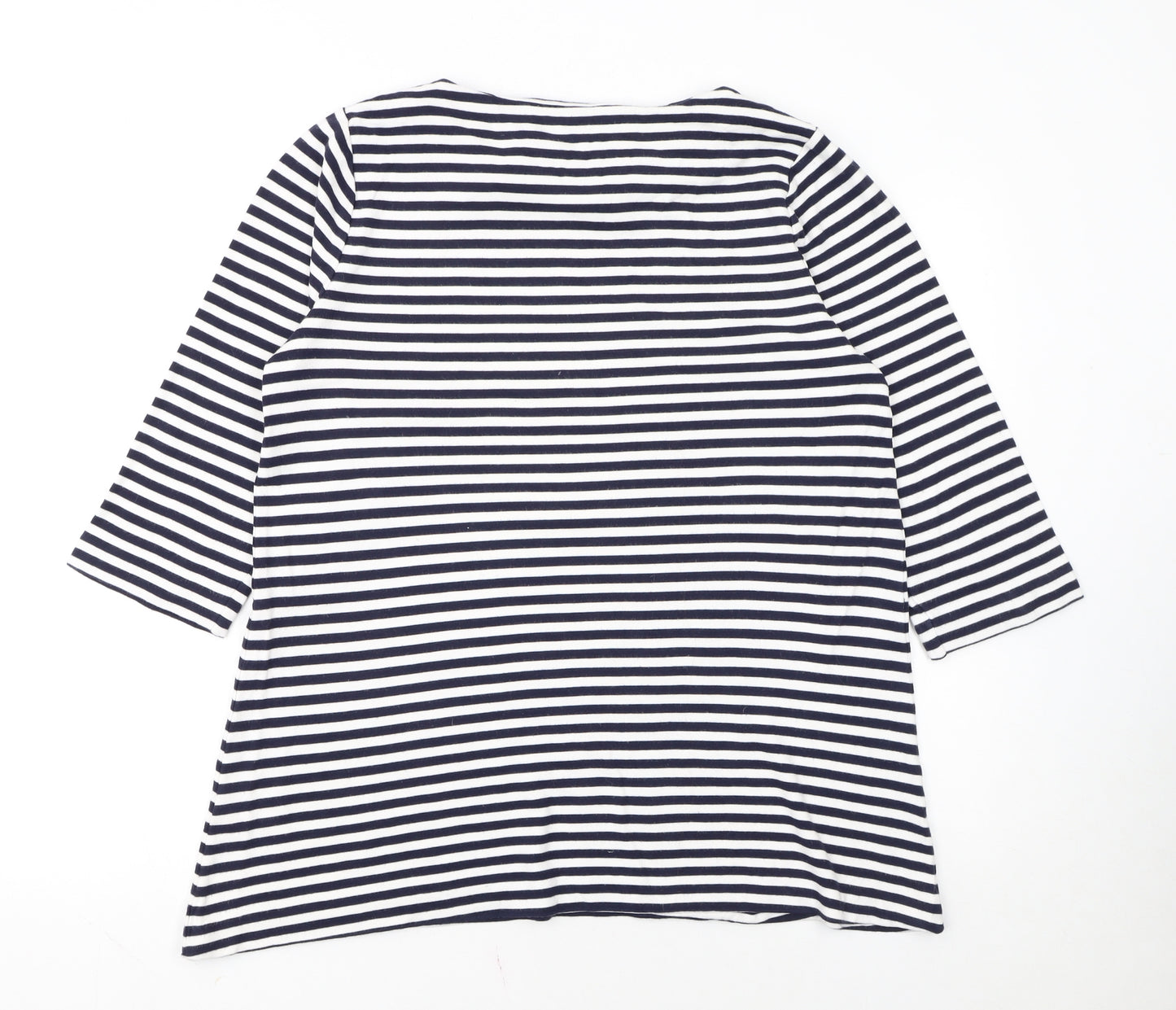 Fenn Wright Manson Women Navy White Stripe Tunic L Cotton Top