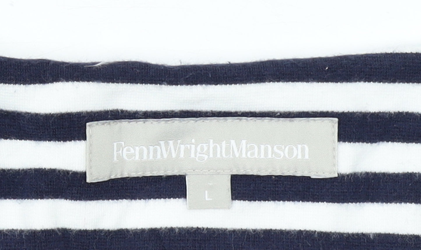 Fenn Wright Manson Women Navy White Stripe Tunic L Cotton Top