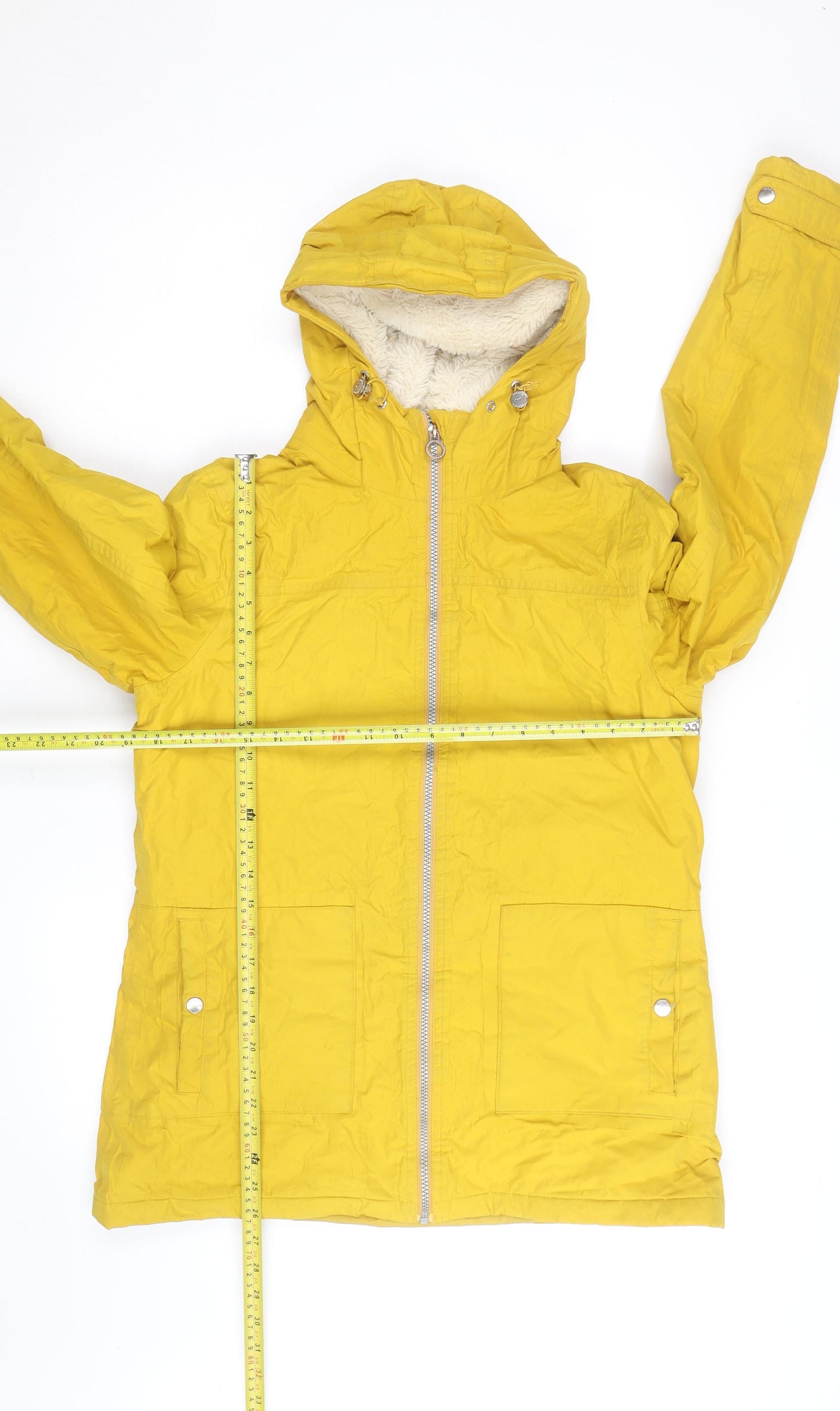 Regatta Women's Yellow Hooded Parka Jacket Size 10 Lined Waterproof Coat