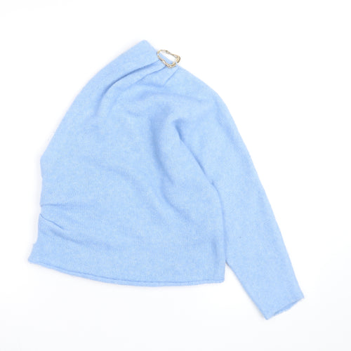Zara Women Blue Wool Blend Asymmetrical Pullover Jumper Size 12