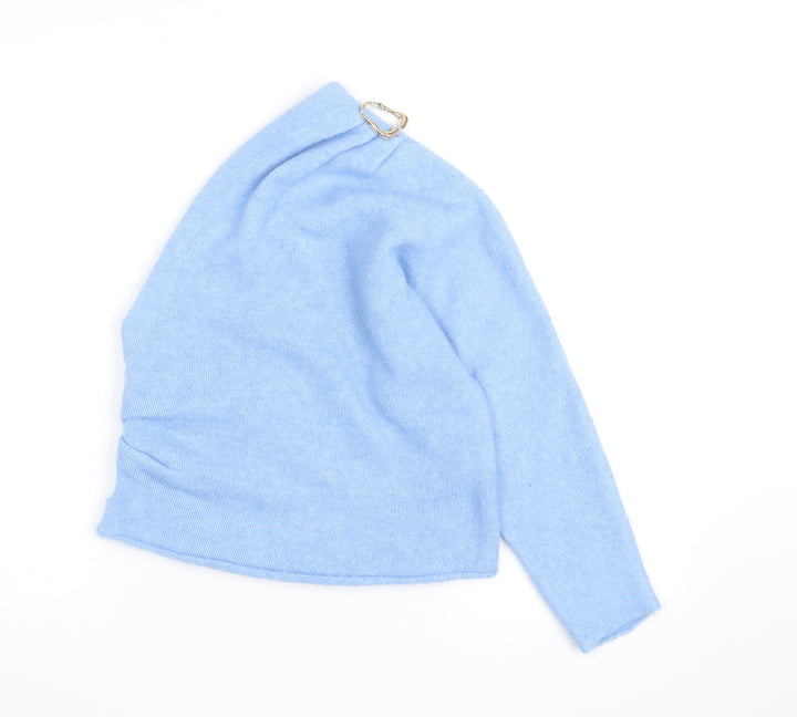 Zara Women Blue Wool Blend Asymmetrical Pullover Jumper Size 12