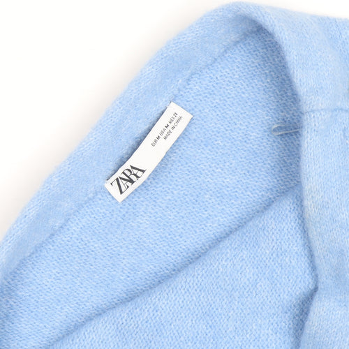 Zara Women Blue Wool Blend Asymmetrical Pullover Jumper Size 12