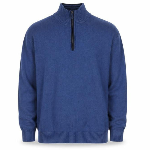 Maine New England Men’s Blue Wool Blend 1/2 Zip Jumper Size L