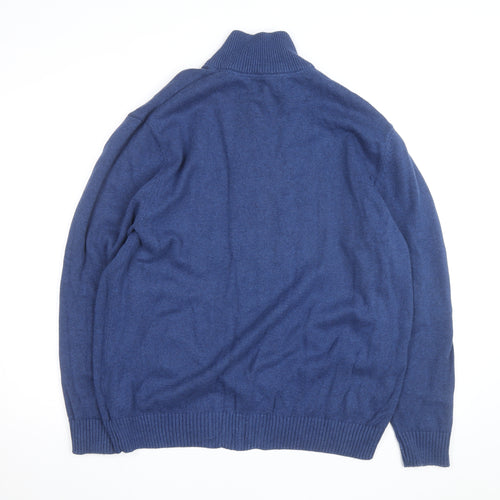 Maine New England Men’s Blue Wool Blend 1/2 Zip Jumper Size L