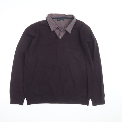 Marks and Spencer Men’s Brown V-Neck Pullover Jumper Size L Classic Fit