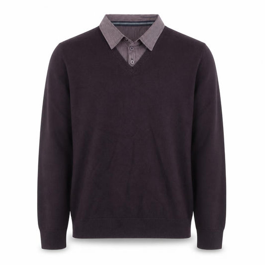 Front view of Marks & Spencer Men’s Brown V-Neck jumper, size L, Classic Fit
