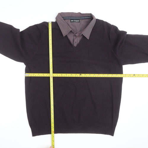 Marks and Spencer Men’s Brown V-Neck Pullover Jumper Size L Classic Fit