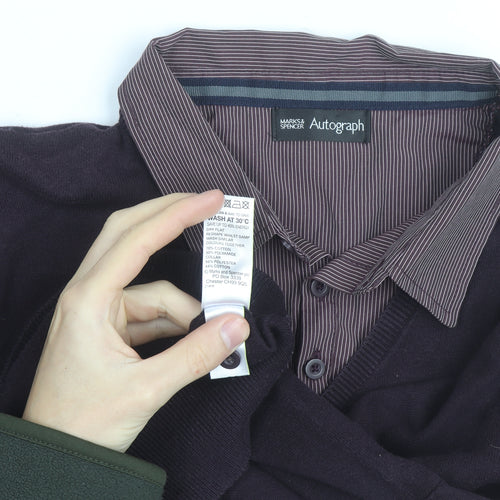 Marks and Spencer Men’s Brown V-Neck Pullover Jumper Size L Classic Fit