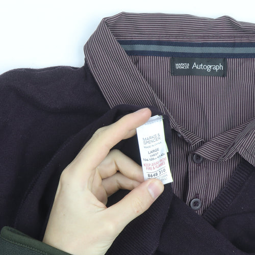 Marks and Spencer Men’s Brown V-Neck Pullover Jumper Size L Classic Fit
