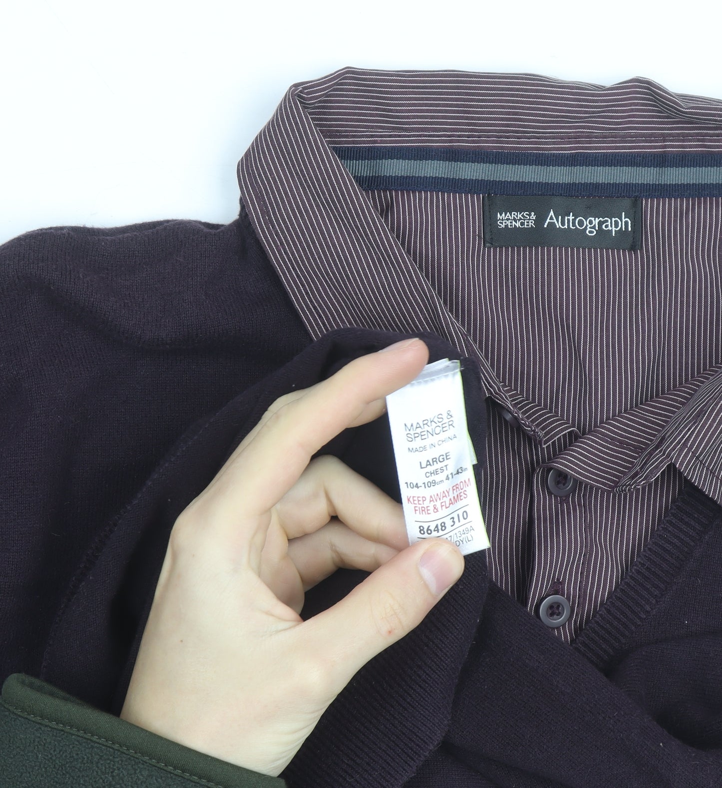 Marks and Spencer Men’s Brown V-Neck Pullover Jumper Size L Classic Fit