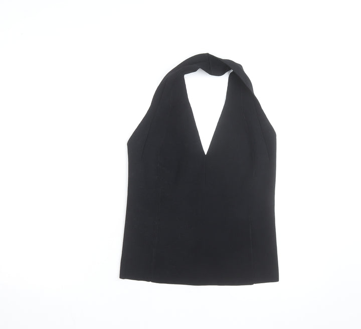 Reiss Women’s Black Halter Neck Knit Camisole Tank Top L