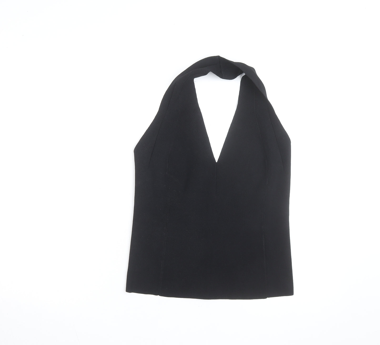 Reiss Women’s Black Halter Neck Knit Camisole Tank Top L