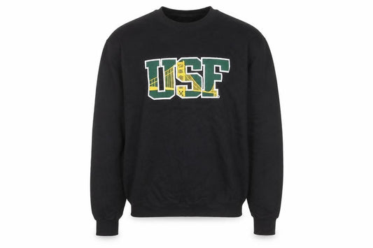 Front view of Champion Men’s Black USF Crew Neck Sweatshirt L Pullover Logo