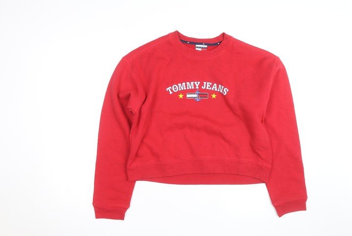 Tommy Jeans Girls Red Embroidered Logo Pullover Sweatshirt Size S