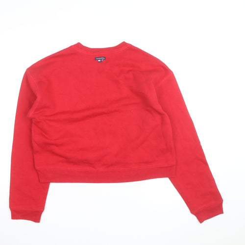 Tommy Jeans Girls Red Embroidered Logo Pullover Sweatshirt Size S