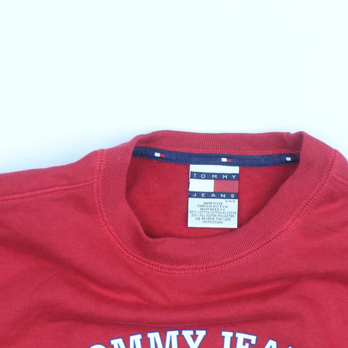 Tommy Jeans Girls Red Embroidered Logo Pullover Sweatshirt Size S