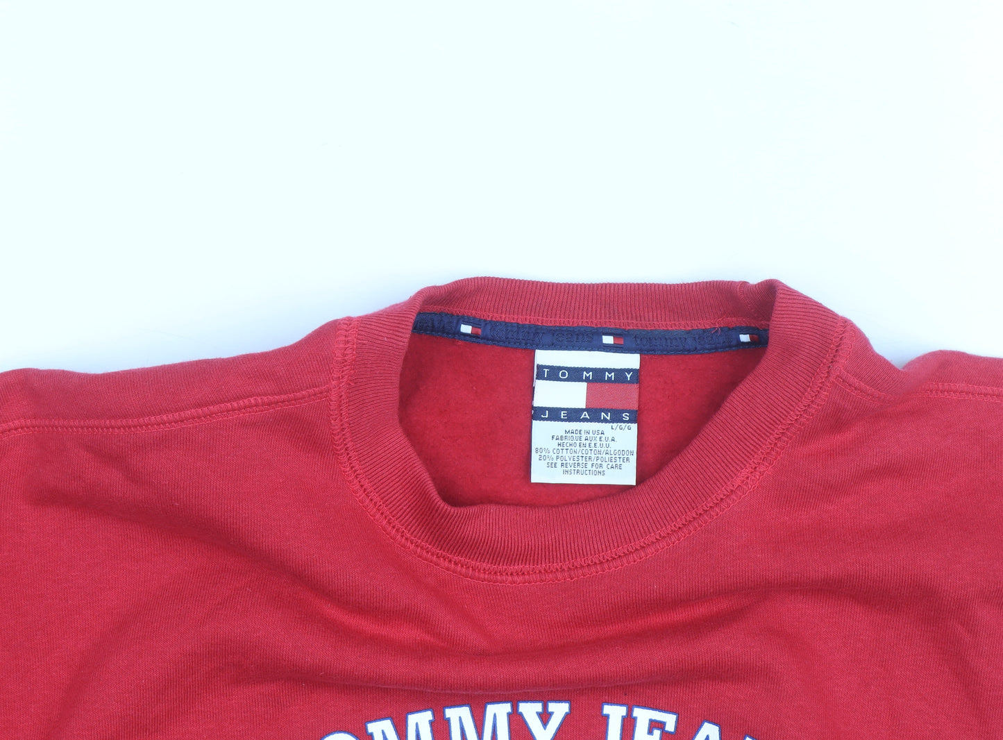 Tommy Jeans Girls Red Embroidered Logo Pullover Sweatshirt Size S