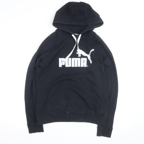 Puma Mens Black Pullover Hoodie L Logo Graphic Athletic Sweatshirt