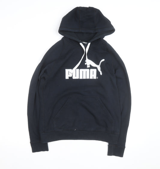 Puma Mens Black Pullover Hoodie L Logo Graphic Athletic Sweatshirt