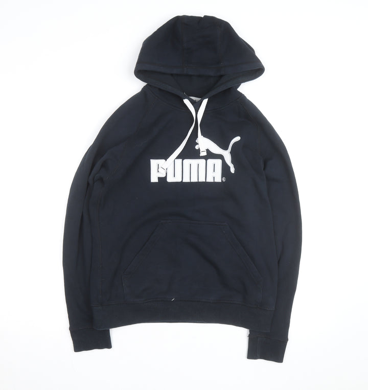 Puma Mens Black Pullover Hoodie L Logo Graphic Athletic Sweatshirt