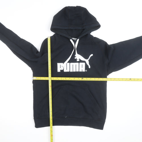 Puma Mens Black Pullover Hoodie L Logo Graphic Athletic Sweatshirt