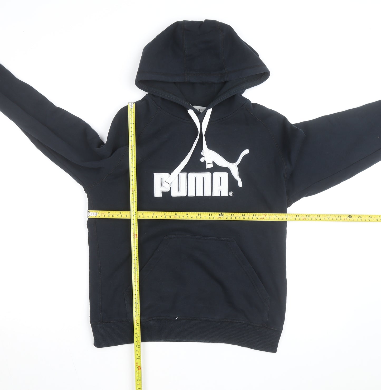 Puma Mens Black Pullover Hoodie L Logo Graphic Athletic Sweatshirt