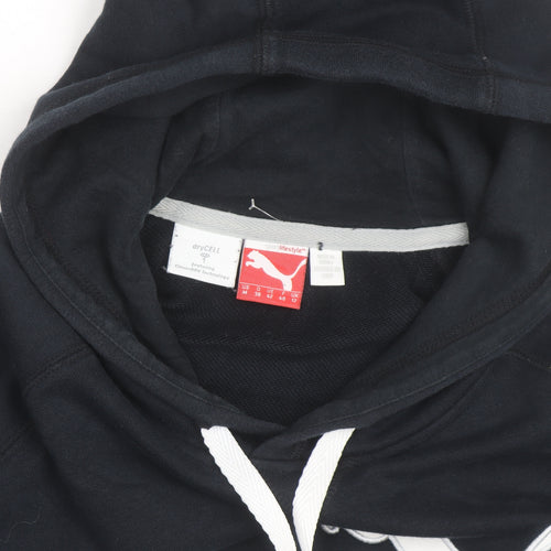 Puma Mens Black Pullover Hoodie L Logo Graphic Athletic Sweatshirt