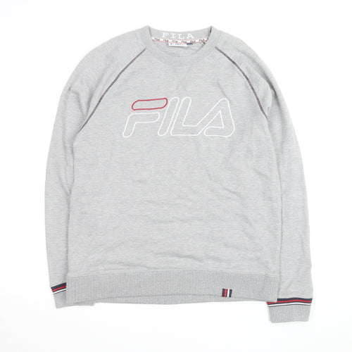 Fila Men's Grey Logo Crew Neck Pullover Sweatshirt M