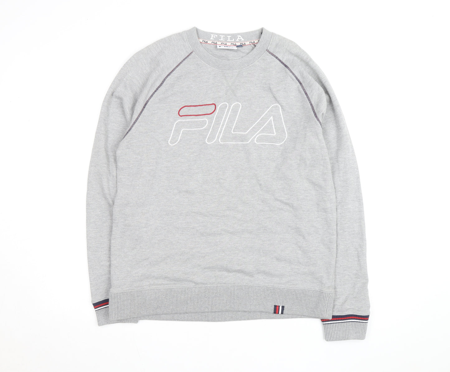 Fila Men's Grey Logo Crew Neck Pullover Sweatshirt M