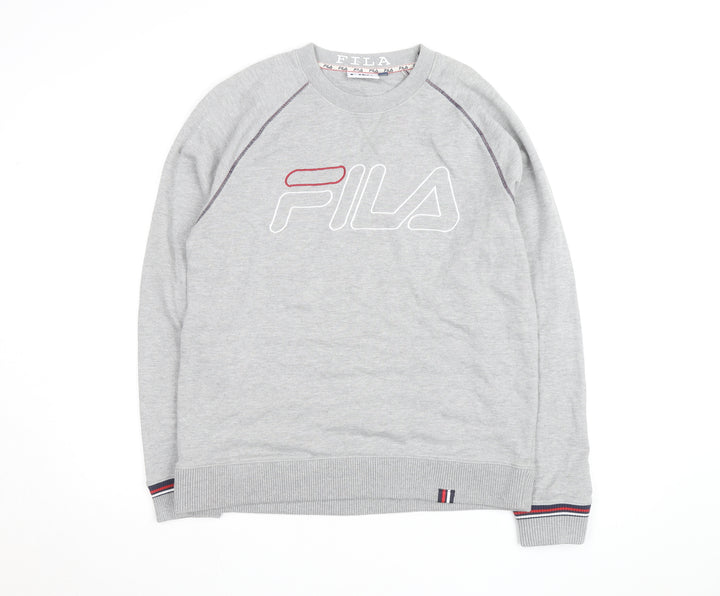 Fila Men's Grey Logo Crew Neck Pullover Sweatshirt M