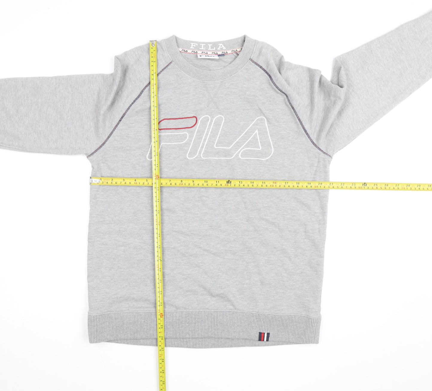 Fila Men's Grey Logo Crew Neck Pullover Sweatshirt M