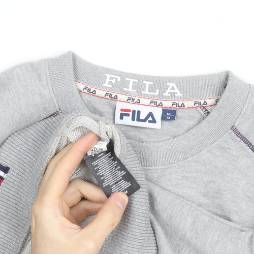 Fila Men's Grey Logo Crew Neck Pullover Sweatshirt M