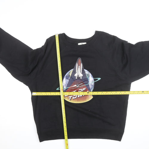 Jordache Vintage Men's Black L Pullover Sweatshirt Space Graphic Print