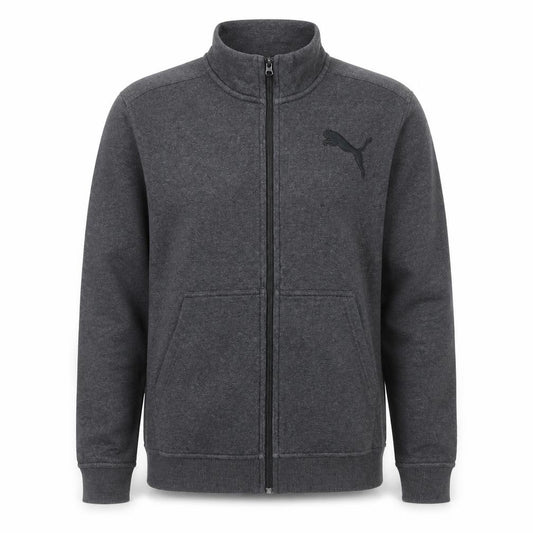 Front view of Puma Men's Grey Full Zip Sweatshirt M Regular Fit Fleece