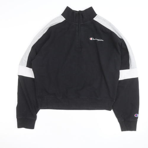 Champion Men's Black Grey 1/4 Zip Sweatshirt M Sports Fleece