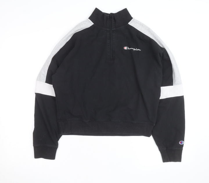 Champion Men's Black Grey 1/4 Zip Sweatshirt M Sports Fleece