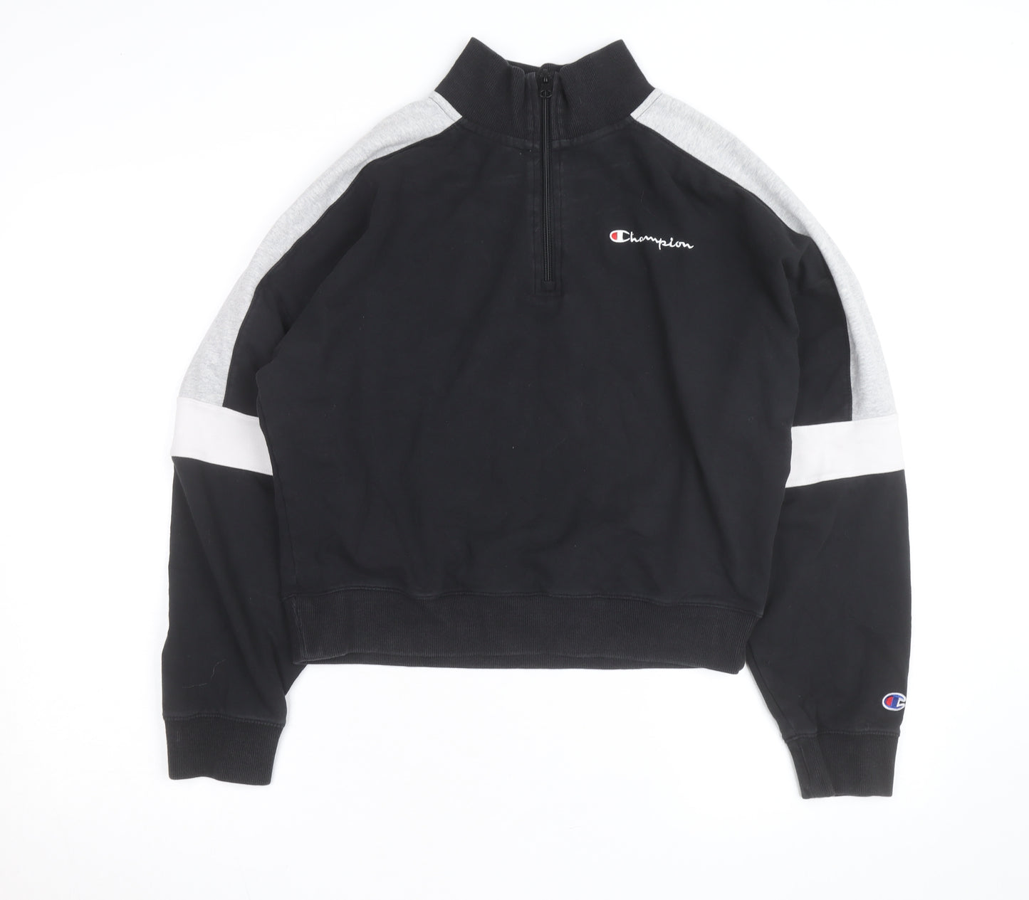 Champion Men's Black Grey 1/4 Zip Sweatshirt M Sports Fleece