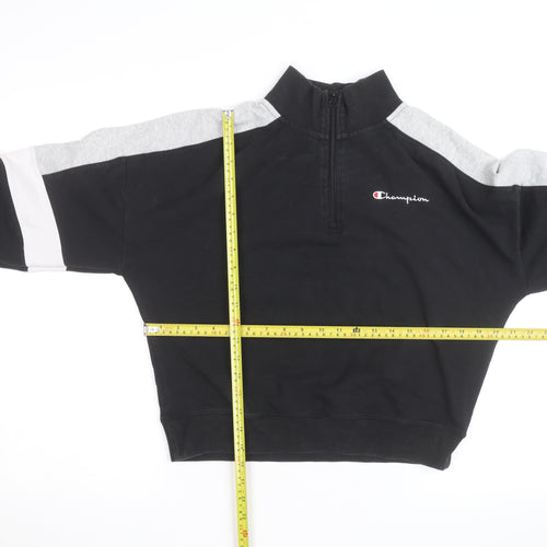 Champion Men's Black Grey 1/4 Zip Sweatshirt M Sports Fleece