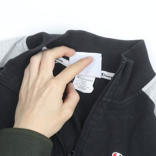 Champion Men's Black Grey 1/4 Zip Sweatshirt M Sports Fleece