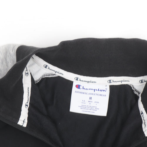 Champion Men's Black Grey 1/4 Zip Sweatshirt M Sports Fleece