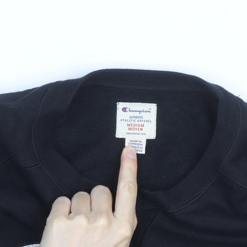 Champion Men's Black Medium Pullover Sweatshirt Crew Neck