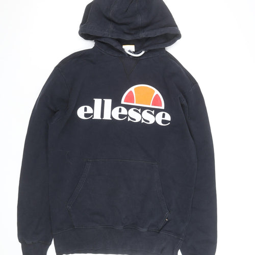 Ellesse Mens Blue Pullover Hoodie L Logo Fleece Sweatshirt