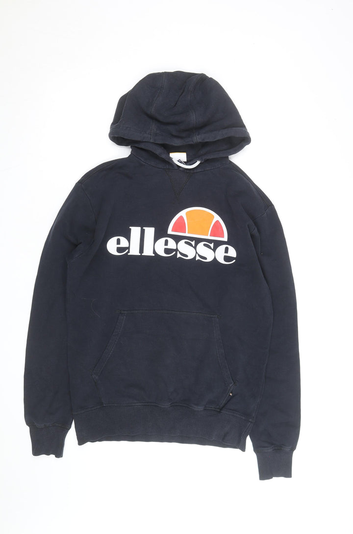 Ellesse Mens Blue Pullover Hoodie L Logo Fleece Sweatshirt