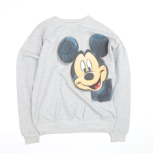 Disney Hanes Womens Grey Mickey Mouse Pullover Sweatshirt M