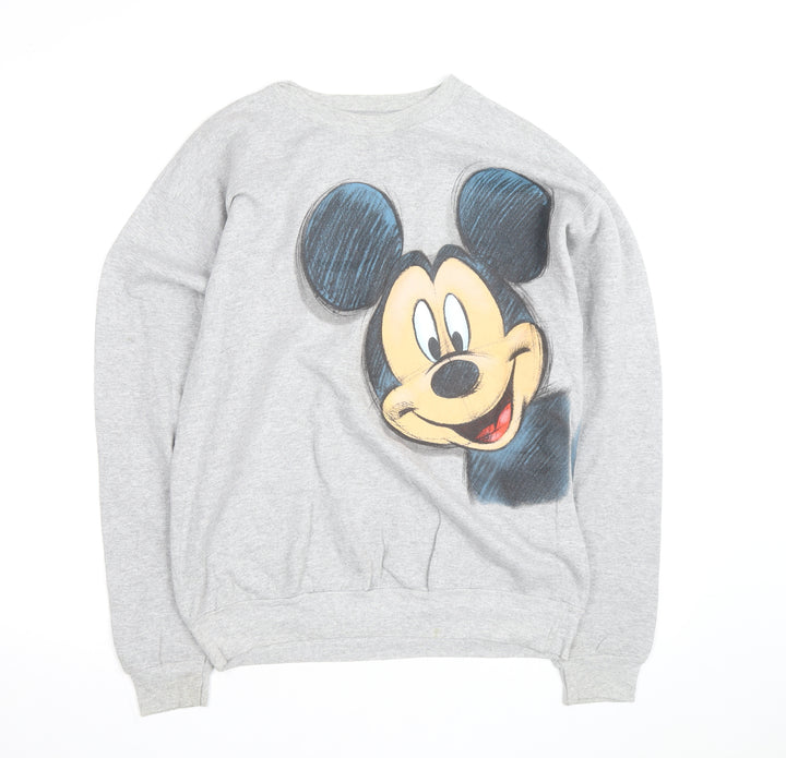 Disney Hanes Womens Grey Mickey Mouse Pullover Sweatshirt M
