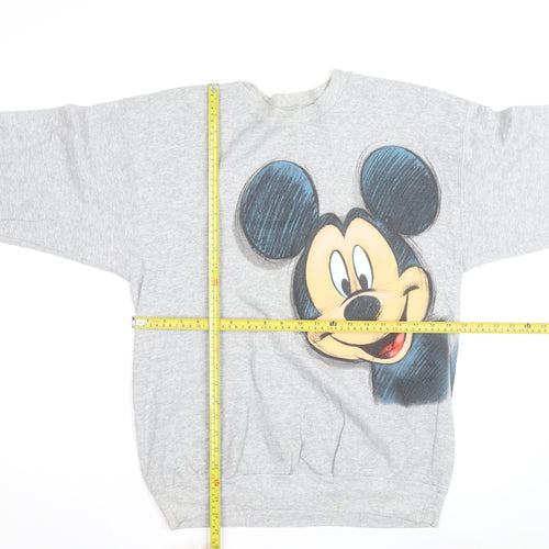 Disney Hanes Womens Grey Mickey Mouse Pullover Sweatshirt M
