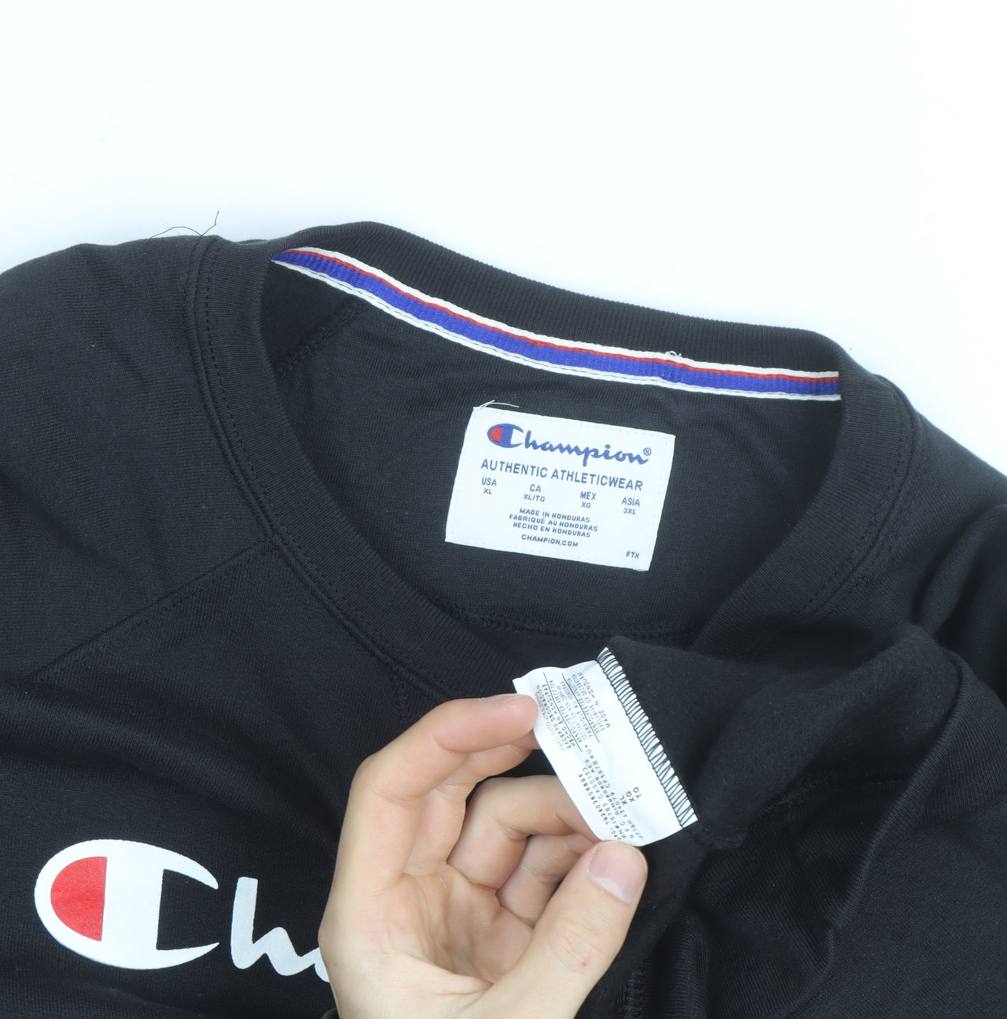 Champion Mens Black XL Crew Neck Pullover Sweatshirt