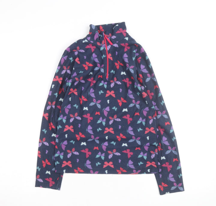 Mountain Warehouse Girls Blue Fleece 1/2 Zip Pullover Sweatshirt 9-10 Years